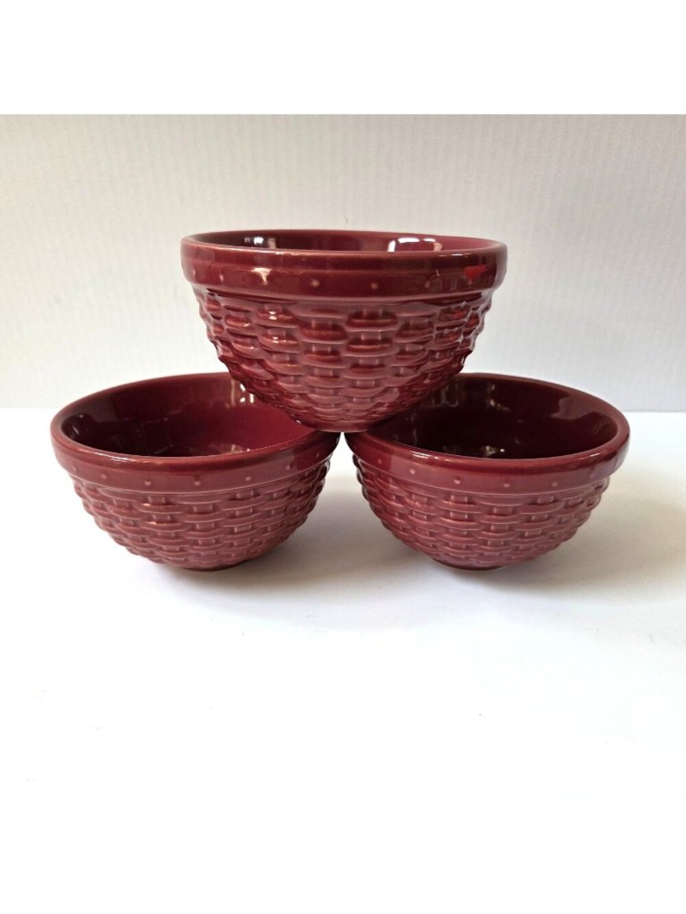 Longaberger Woven Reflections Bowl Paprika Basketweave 5.5" Set 3 Serving